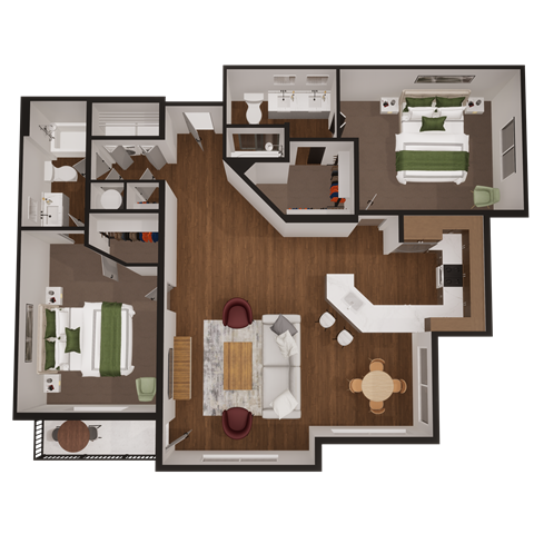 a floor plan of a house with a bedroom and a living room